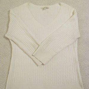 Merona, White Cable Knit Sweater, Size L